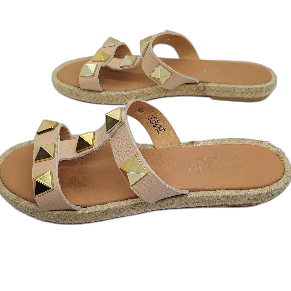 Maypol Sandal Womens EU 41 US 9.5-10 Beige Flat Espadrilles Gold Embellishments